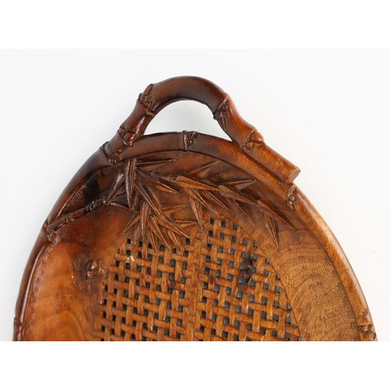 Image 1 of Plateau en bois sculpté Art Déco, Indochine 1930