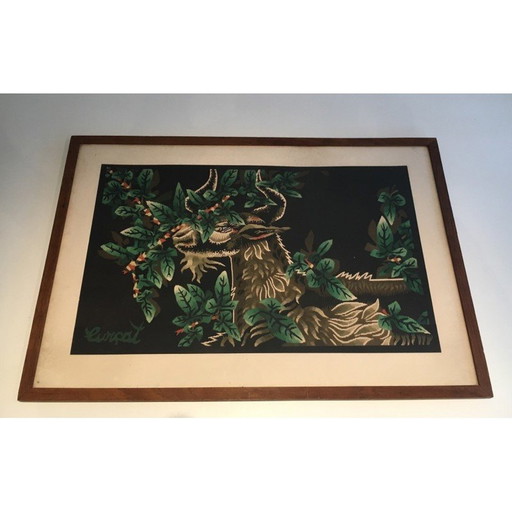Impression vintage représentant un bélier par Jean Lurçat, 1970