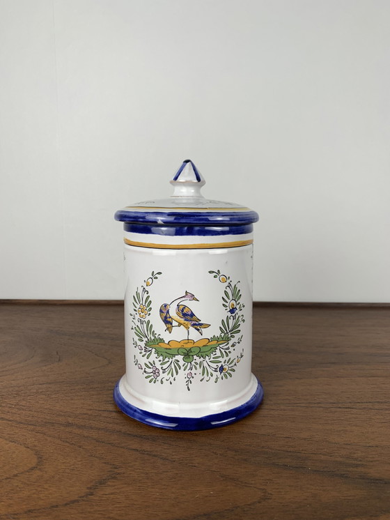 Image 1 of Pot en faïence de Renoleau, début du 20e siècle, décor d'oiseaux