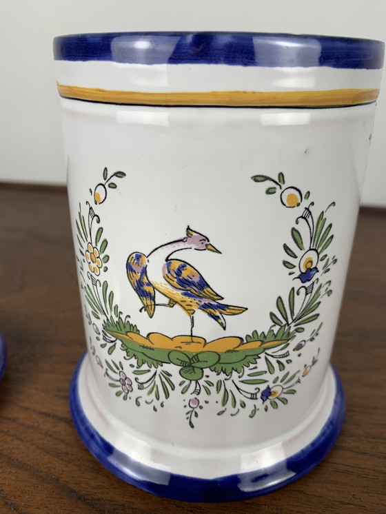 Image 1 of Pot en faïence de Renoleau, début du 20e siècle, décor d'oiseaux