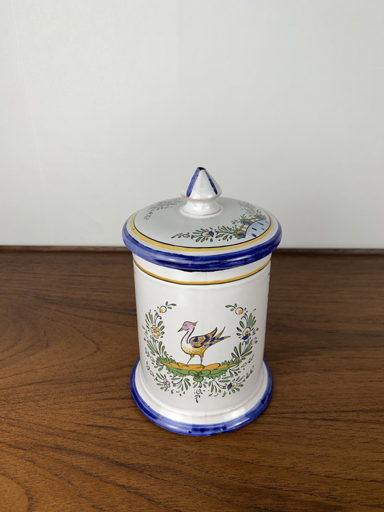 Image 1 of Pot en faïence de Renoleau, début du 20e siècle, décor d'oiseaux