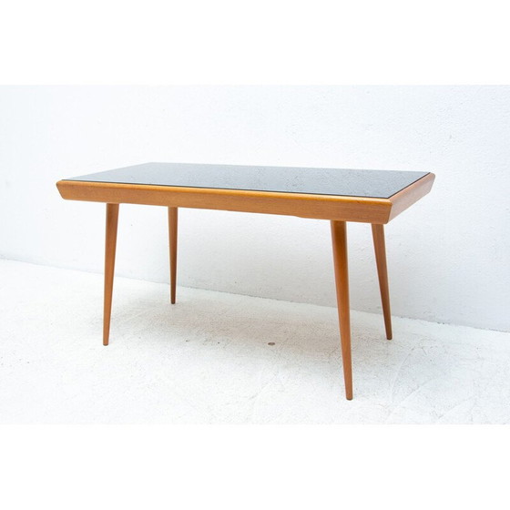 Image 1 of Table basse vintage en verre opaxite, Tchécoslovaquie 1960