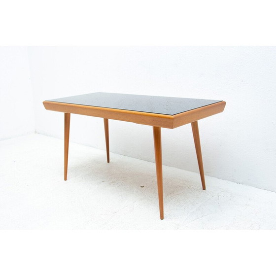 Image 1 of Table basse vintage en verre opaxite, Tchécoslovaquie 1960