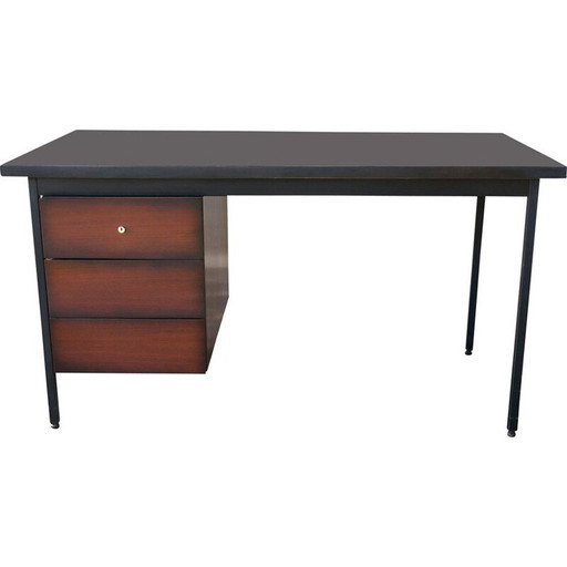 Bureau vintage en laque noire par Florence Knoll pour Knoll, 1950