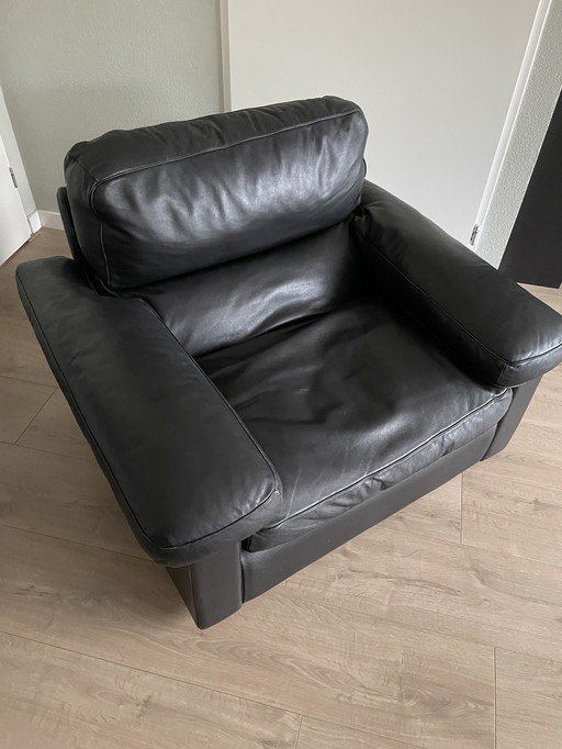 Poltrona Frau Fauteuil Petronio Tito Agnoli Cuir noir