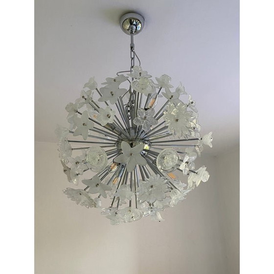 Image 1 of Lustre Spoutnik contemporain en verre de Murano "Bouquet" de fleurs