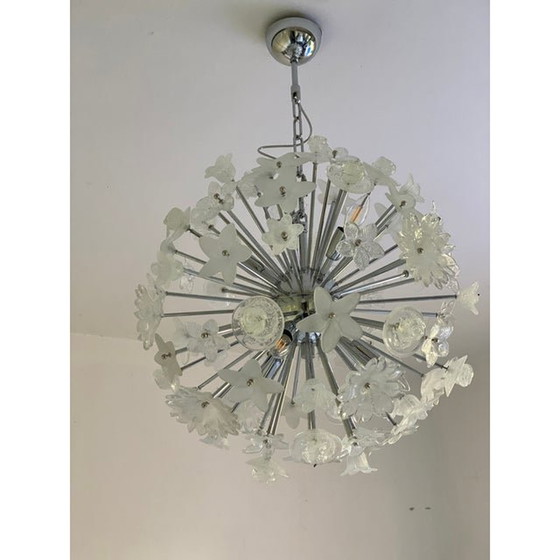 Image 1 of Lustre Spoutnik contemporain en verre de Murano "Bouquet" de fleurs