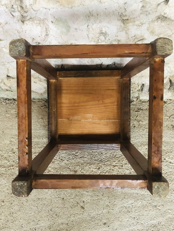 Image 1 of Tabouret vintage en bois avec repose-pieds