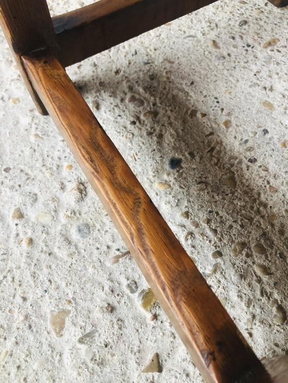 Image 1 of Tabouret vintage en bois avec repose-pieds