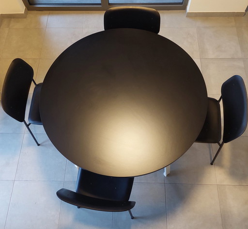 Table de salle à manger ronde moderne Noir Blanc