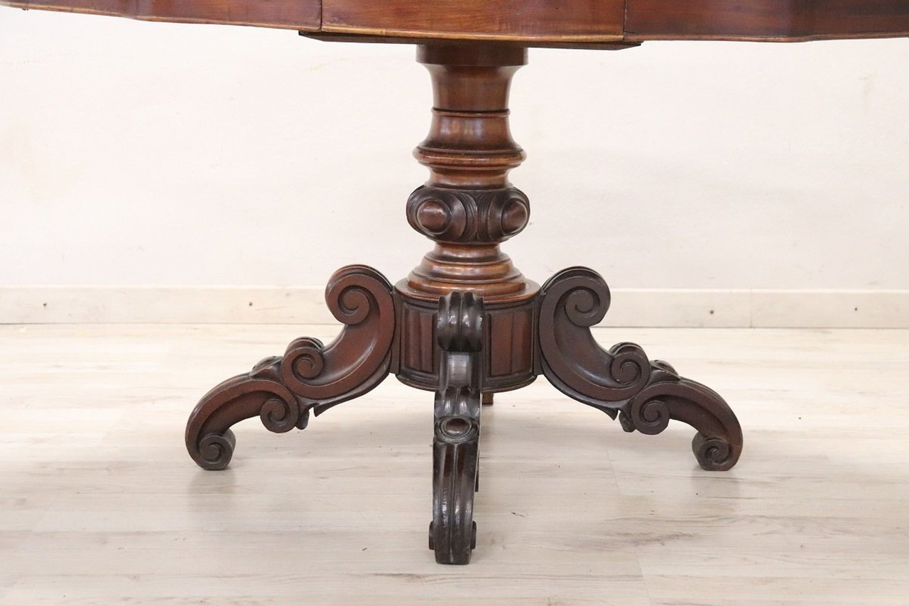 Table Ancienne En Noyer - Dimensions 140x120 Cm, Hauteur 70 Cm, Pour Salle à Manger Ou Cuisine