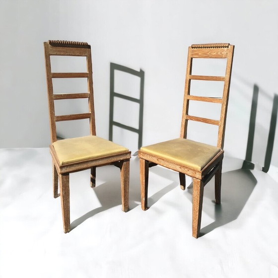 Image 1 of Chaises vintage en bois de chêne cérusé, 1950