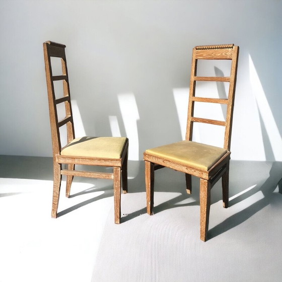 Image 1 of Chaises vintage en bois de chêne cérusé, 1950