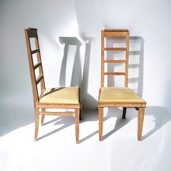 Image 1 of Chaises vintage en bois de chêne cérusé, 1950