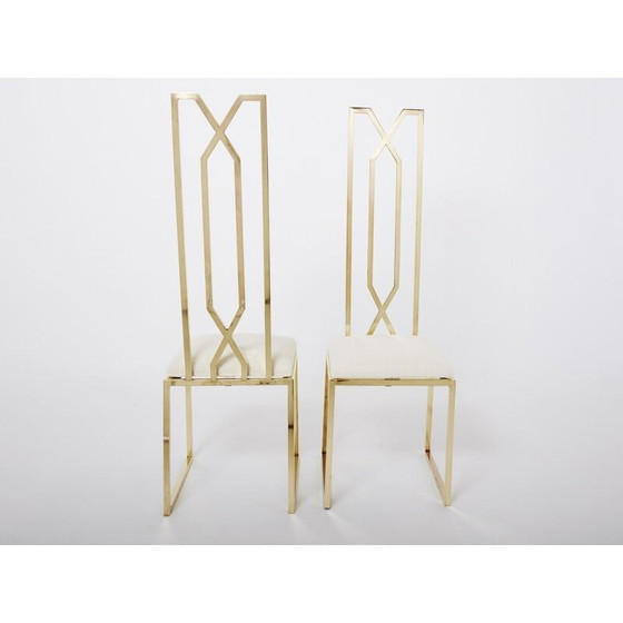 Image 1 of Paire de chaises vintage en laiton et laine par Alain Delon pour Jean Charles, 1970