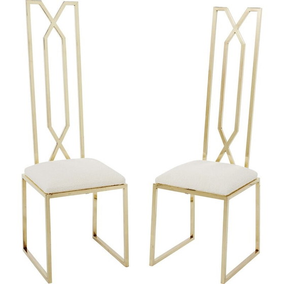 Image 1 of Paire de chaises vintage en laiton et laine par Alain Delon pour Jean Charles, 1970