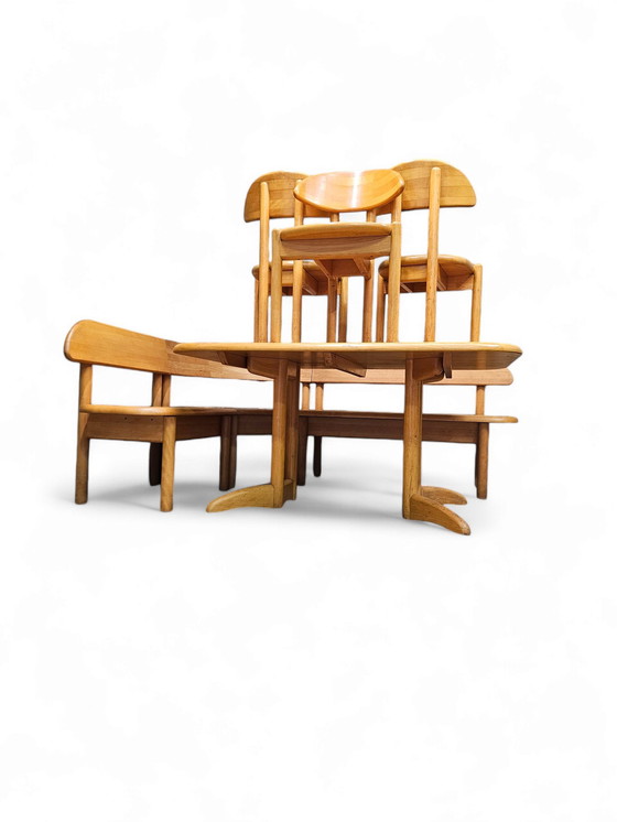 Image 1 of Très rare Ensemble Mobler Ansager, Table, Canapé 3X Chaises / Banc d'angle