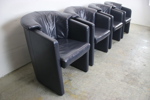 4X Garniture Rolf Benz Club Fauteuil une place avec accoudoirs Cuir