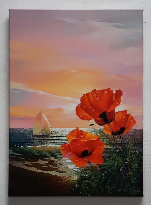 Ihor Tormin (1960) "Poppies By The Sea" (Coquelicots au bord de la mer)