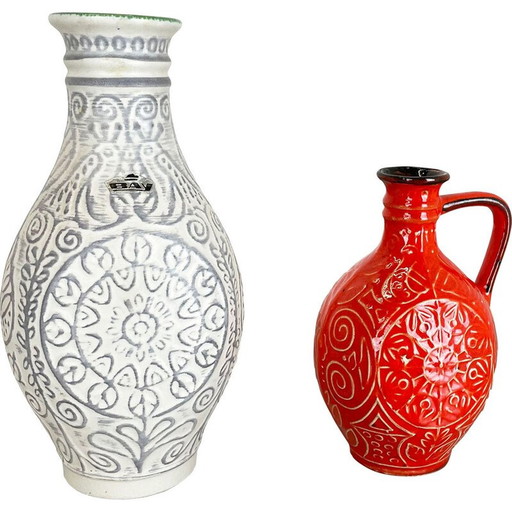 Paire de vases vintage en poterie et céramique pour Bay Ceramics, Allemagne 1970