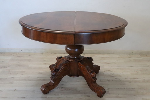 Table de salle à manger extensible en bois antique