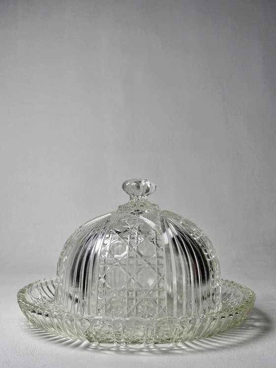 Image 1 of Petite Cloche Et Son Assiette En Verre Art Déco Années 30-40