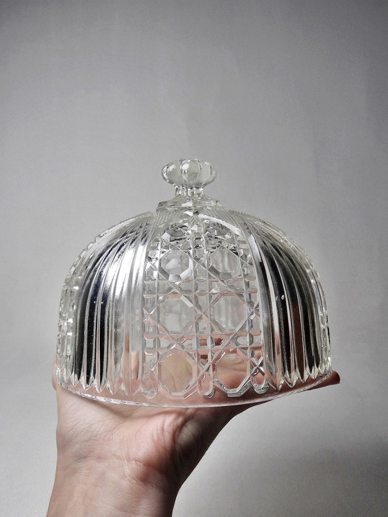 Image 1 of Petite Cloche Et Son Assiette En Verre Art Déco Années 30-40