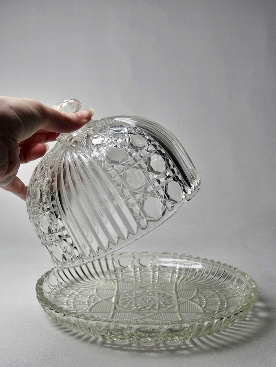 Image 1 of Petite Cloche Et Son Assiette En Verre Art Déco Années 30-40