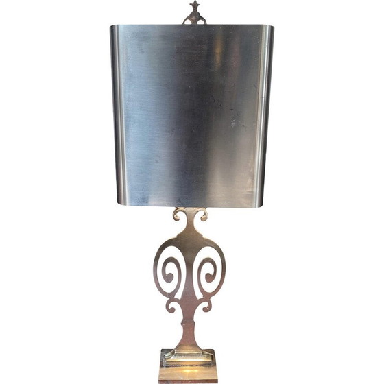 Image 1 of Lampe vintage en métal chromé et acier brossé par Maison Charles, 1970