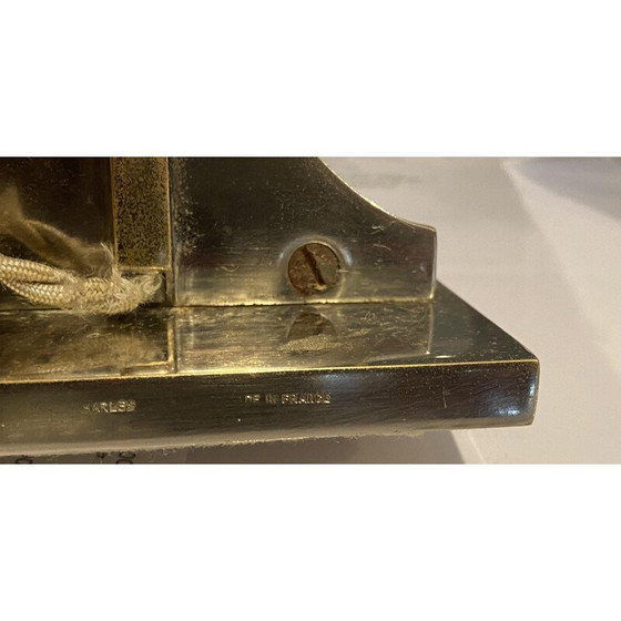 Image 1 of Lampe vintage en métal chromé et acier brossé par Maison Charles, 1970