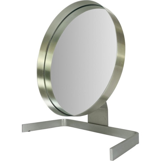 Image 1 of Miroir vintage en aluminium brossé par Pierre Vandel, 1970