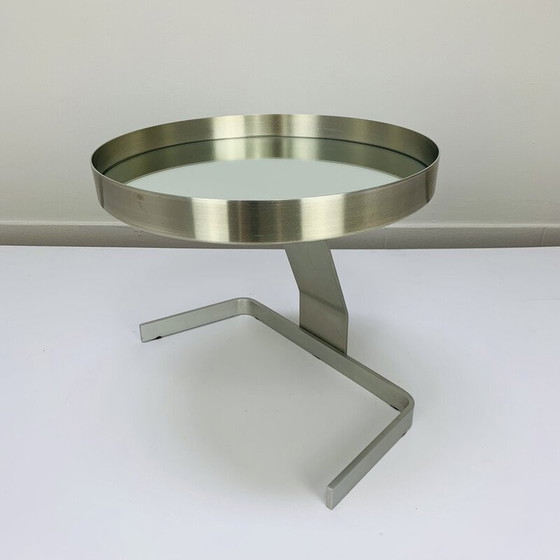 Image 1 of Miroir vintage en aluminium brossé par Pierre Vandel, 1970