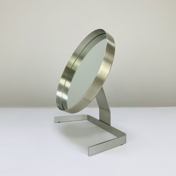 Image 1 of Miroir vintage en aluminium brossé par Pierre Vandel, 1970
