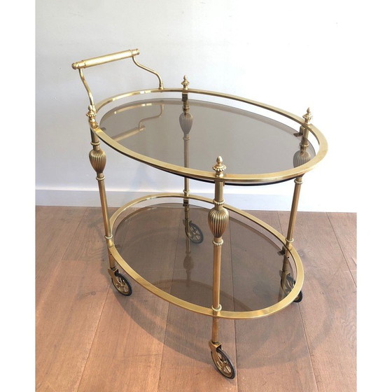 Image 1 of Table de service ovale en laiton vintage par La Maison Jansen, années 1940