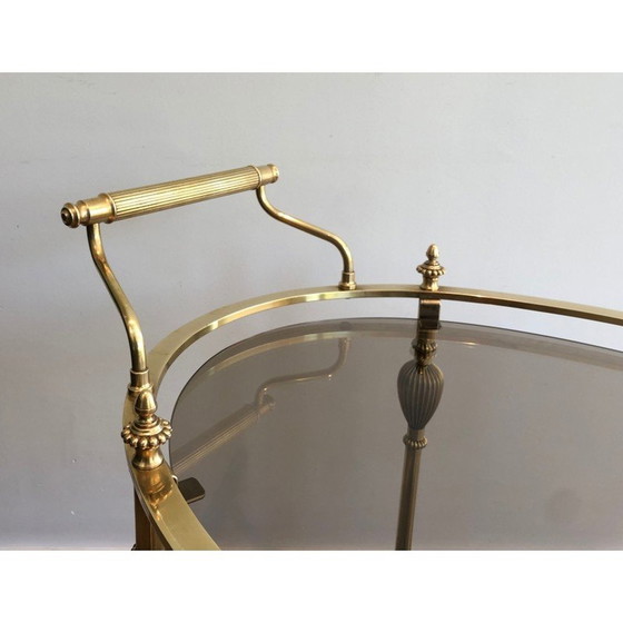 Image 1 of Table de service ovale en laiton vintage par La Maison Jansen, années 1940