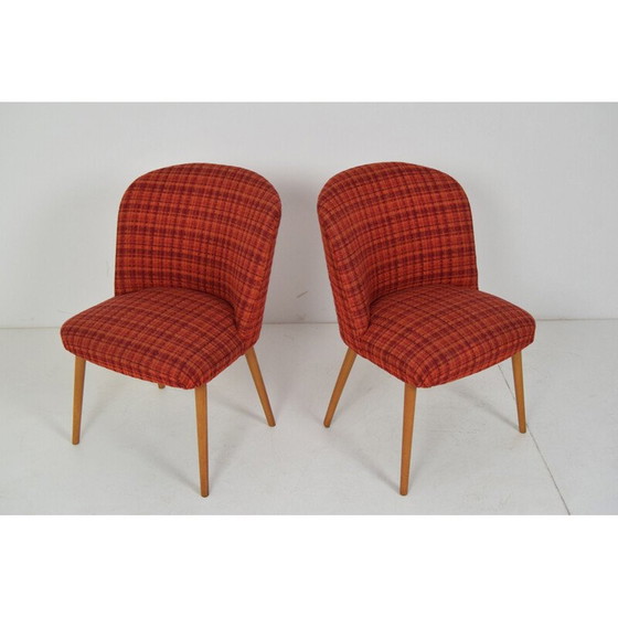 Image 1 of Ensemble de chaises vintage en bois et tissu, Tchécoslovaquie 1960