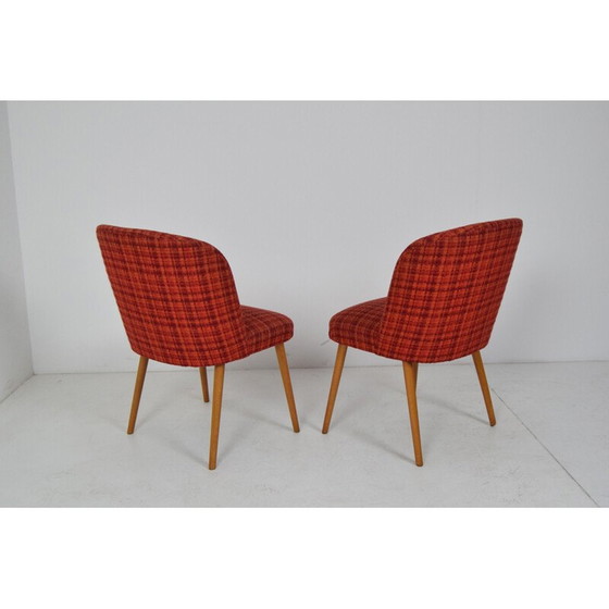 Image 1 of Ensemble de chaises vintage en bois et tissu, Tchécoslovaquie 1960