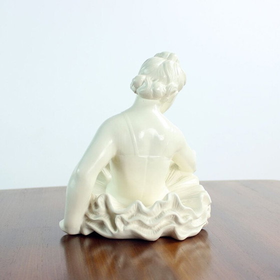 Image 1 of Statue vintage d'une danseuse de ballet en plâtre émaillé par Jihokera, Tchécoslovaquie 1960