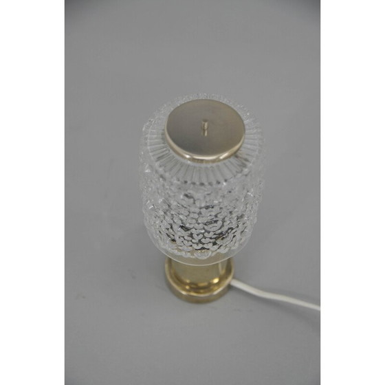 Image 1 of Lampe de table vintage en laiton et verre, Tchécoslovaquie 1970