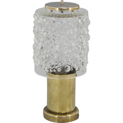 Lampe de table vintage en laiton et verre, Tchécoslovaquie 1970