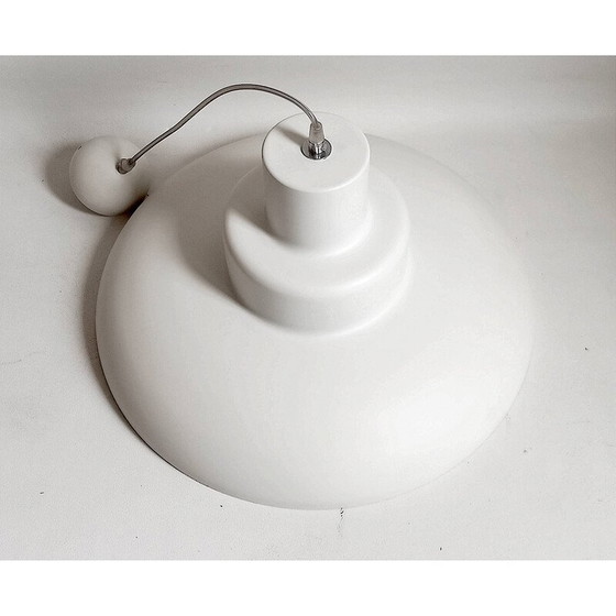 Image 1 of Lustre vintage en métal laqué blanc, 1980