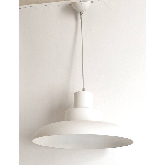 Image 1 of Lustre vintage en métal laqué blanc, 1980