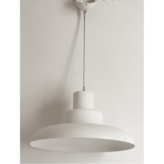 Image 1 of Lustre vintage en métal laqué blanc, 1980