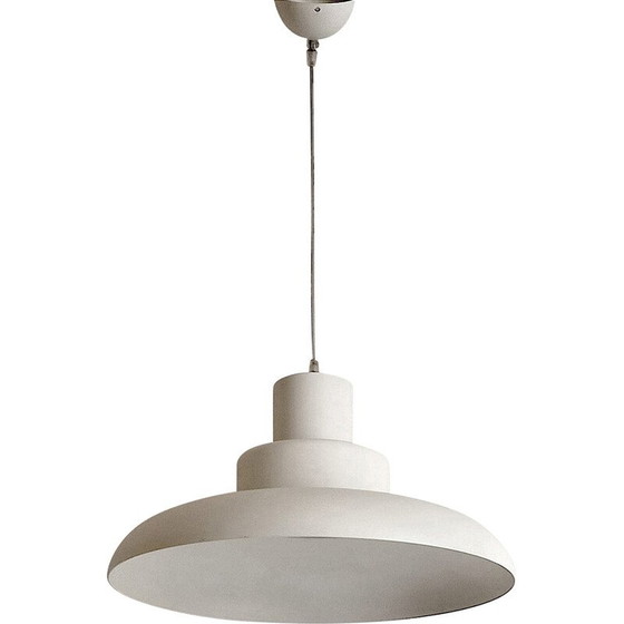Image 1 of Lustre vintage en métal laqué blanc, 1980