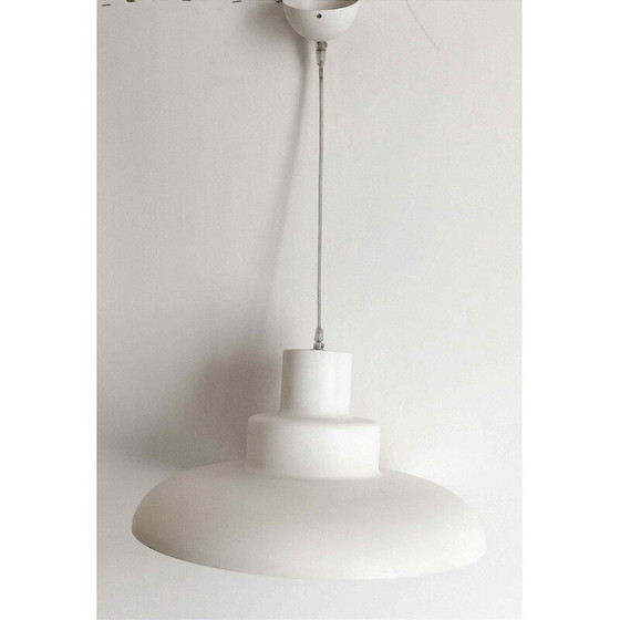 Image 1 of Lustre vintage en métal laqué blanc, 1980