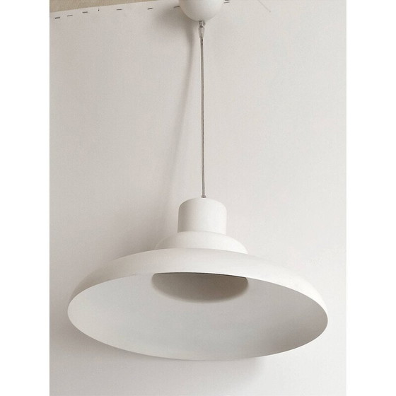 Image 1 of Lustre vintage en métal laqué blanc, 1980