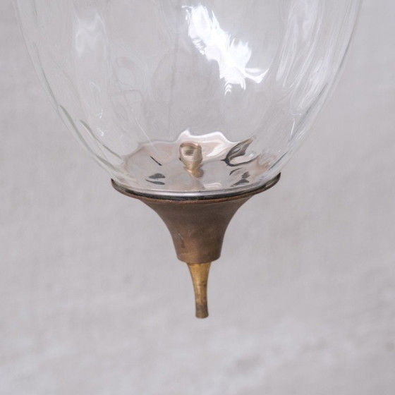 Image 1 of Lampe suspendue vintage en laiton et verre, France 1950