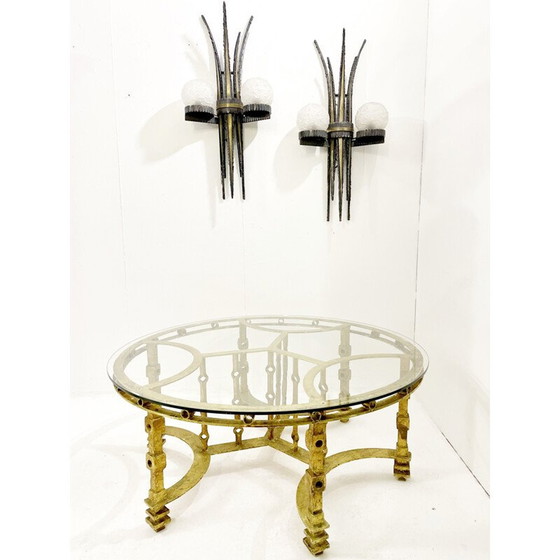 Image 1 of Table basse vintage en fer forgé et verre, France 1940