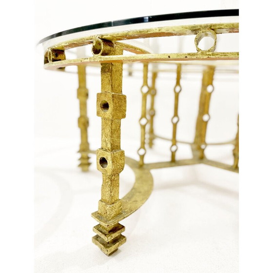 Image 1 of Table basse vintage en fer forgé et verre, France 1940