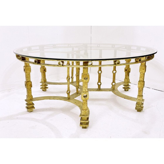 Image 1 of Table basse vintage en fer forgé et verre, France 1940